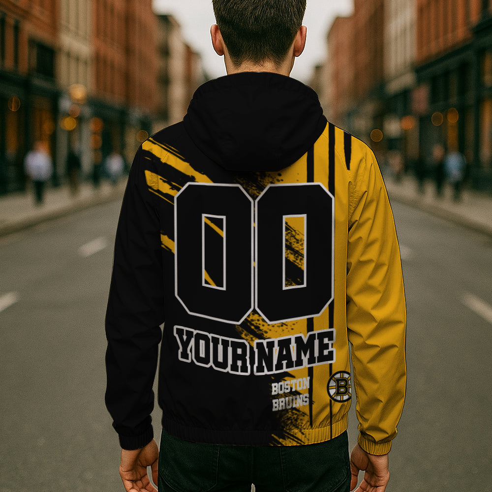 LIMITED EDITION - NEW CUSTOMIZED NHL02 BTB BOSTON BRUINS WINDBREAKER JACKET