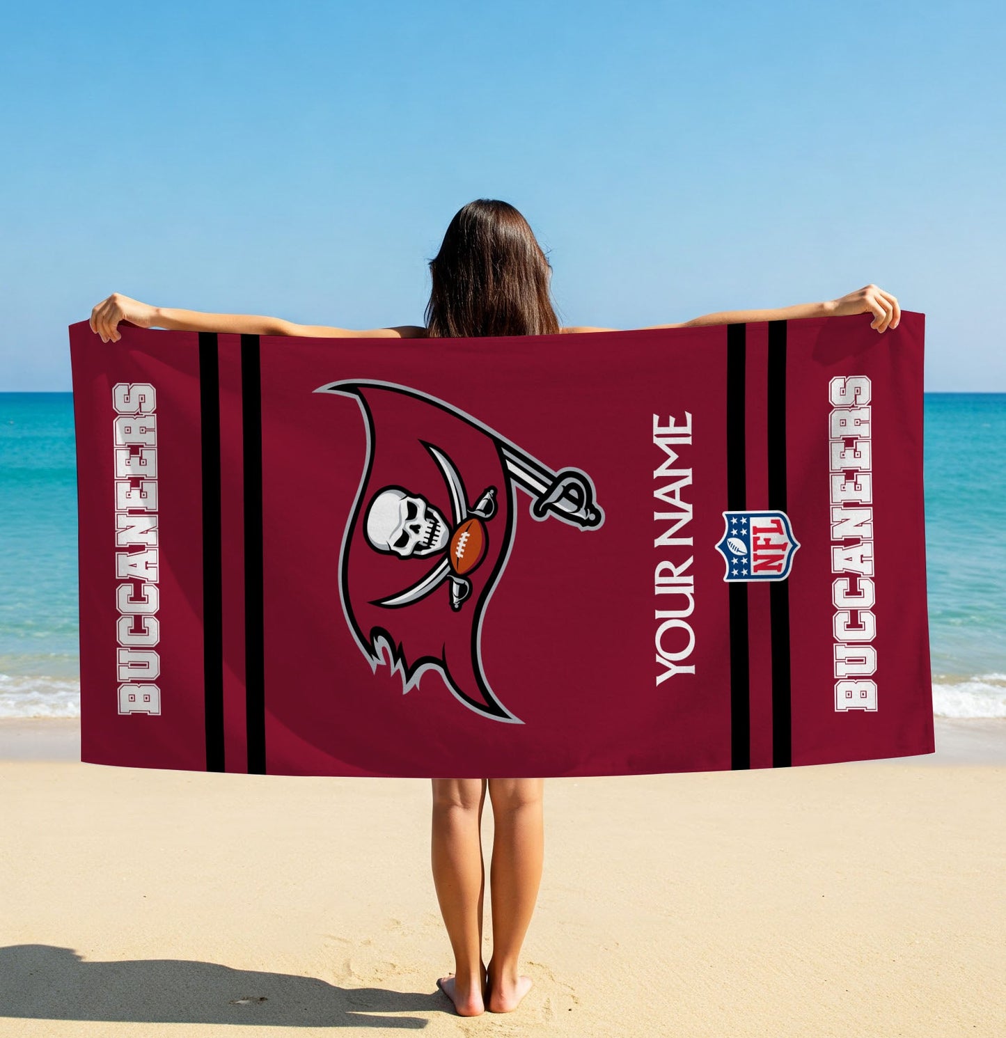 LIMITED EDITION - NEW CUSTOMIZED NFL10 TBB TAMPA BAY BUCCANEERS BEACH & BATH TOWEL (KIDS & ADULTS)