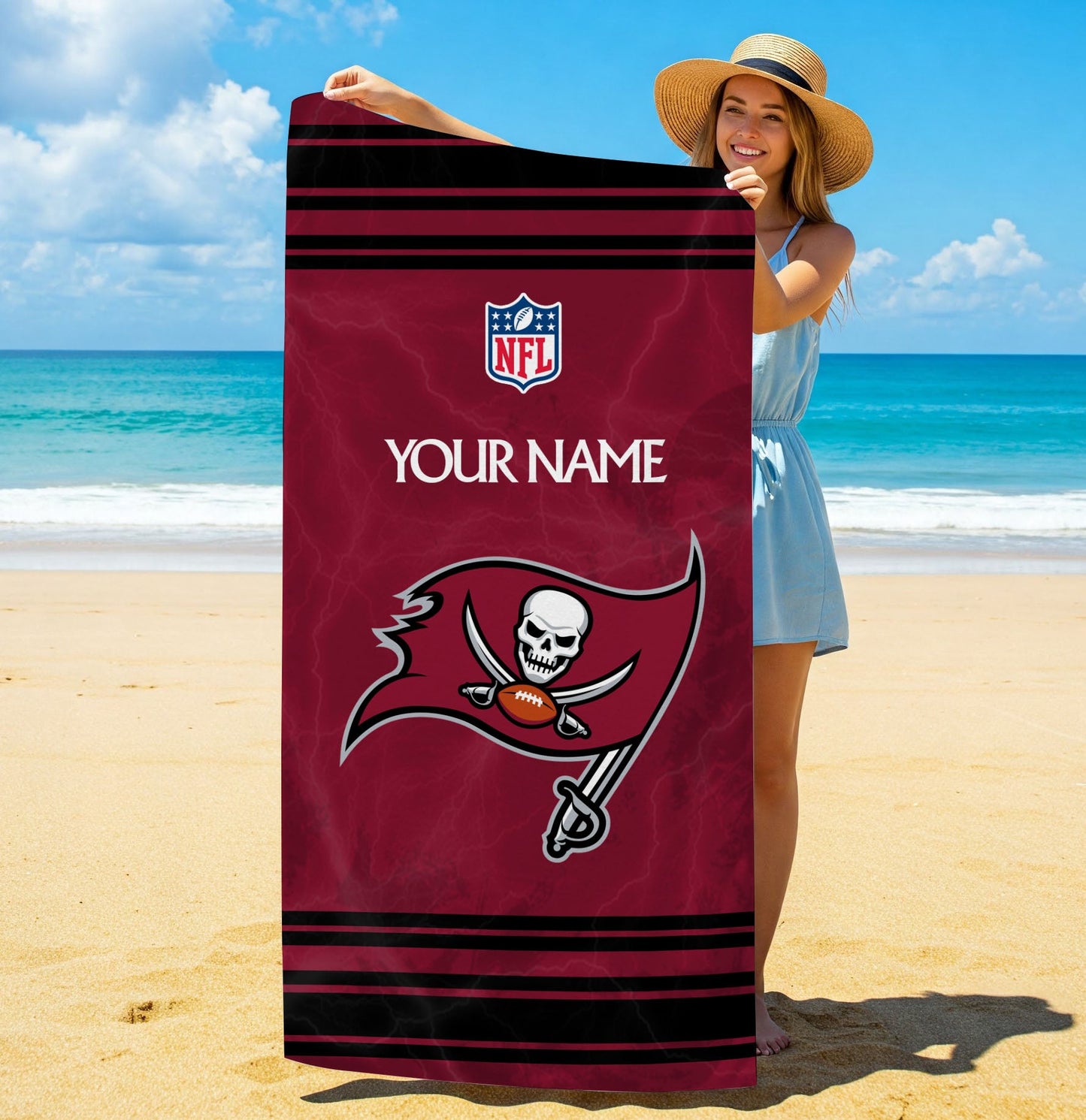LIMITED EDITION - NEW CUSTOMIZED NFL10 TBB TAMPA BAY BUCCANEERS BEACH & BATH TOWEL (KIDS & ADULTS)