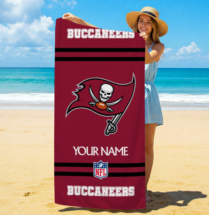 LIMITED EDITION - NEW CUSTOMIZED NFL10 TBB TAMPA BAY BUCCANEERS BEACH & BATH TOWEL (KIDS & ADULTS)