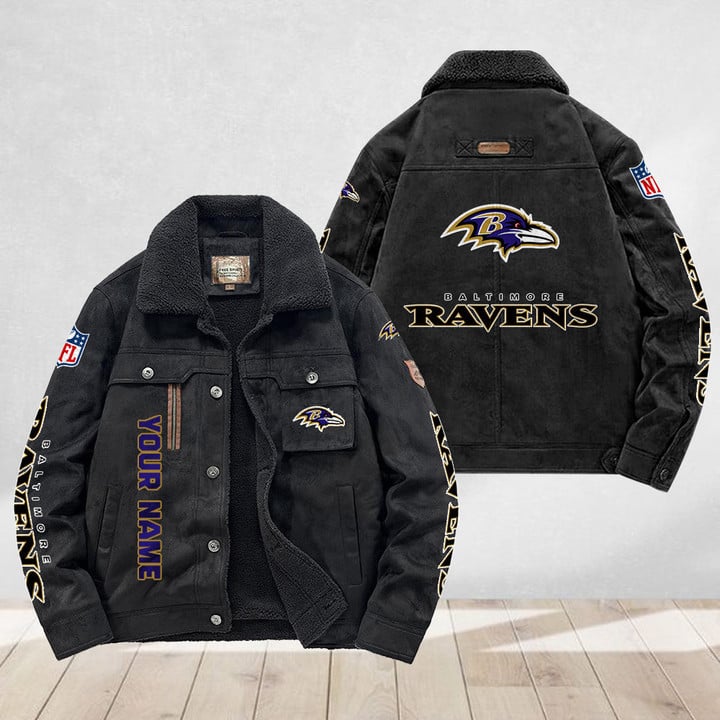 LIMITED EDITION - NEW CUSTOMIZED NFL28 BTR BALTIMORE RAVENS FLEECE JACKET