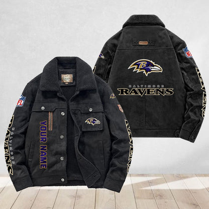LIMITED EDITION - NEW CUSTOMIZED NFL28 BTR BALTIMORE RAVENS FLEECE JACKET