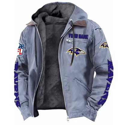 LIMITED EDITION - NEW CUSTOMIZED NFL28 BTR BALTIMORE RAVENS HOODED CARDIGAN JACKET