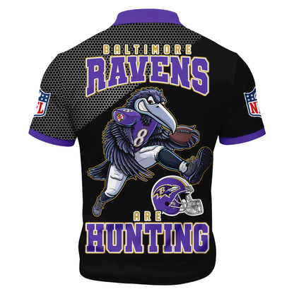 LIMITED EDITION - NEW CUSTOMIZED NFL28 BTR BALTIMORE RAVENS HARLEY-DAVIDSON POLO WITH ZIPPER SHIRT