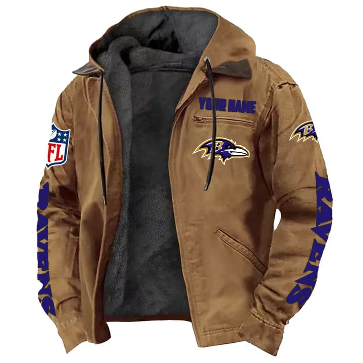 LIMITED EDITION - NEW CUSTOMIZED NFL28 BTR BALTIMORE RAVENS HOODED CARDIGAN JACKET