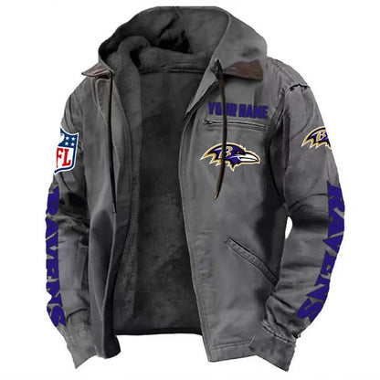 LIMITED EDITION - NEW CUSTOMIZED NFL28 BTR BALTIMORE RAVENS HOODED CARDIGAN JACKET