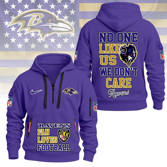 LIMITED EDITION - NEW CUSTOMIZED NFL28 BTR BALTIMORE RAVENS QUARTER ZIP HOODIE