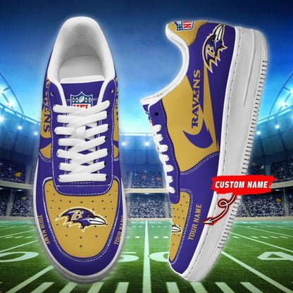 LIMITED EDITION - NEW CUSTOMIZED NFL28 BTR BALTIMORE RAVENS AF1 SNEAKERS