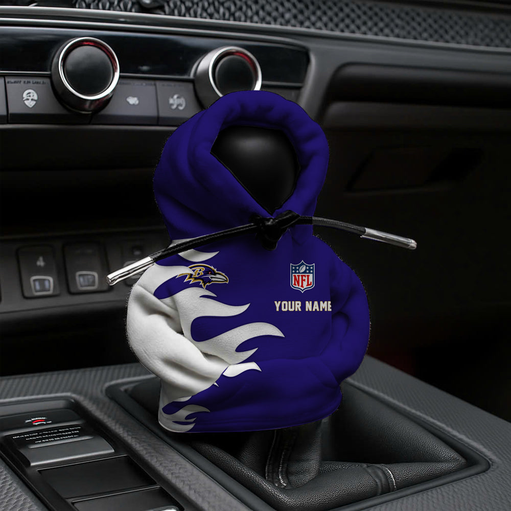 LIMITED EDITION - NEW CUSTOMIZED NFL28 BTR BALTIMORE RAVENS CAR HOODIE SHIFT KNOB COVER