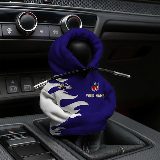 LIMITED EDITION - NEW CUSTOMIZED NFL28 BTR BALTIMORE RAVENS CAR HOODIE SHIFT KNOB COVER