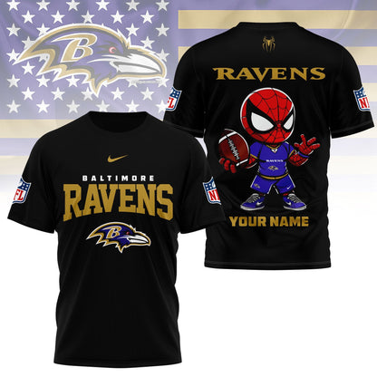 LIMITED EDITION - NEW CUSTOMIZED NFL28 BTR BALTIMORE RAVENS SPIDER HERO 3D SHIRT