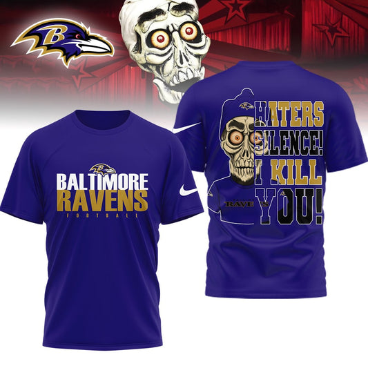 LIMITED EDITION - NEW CUSTOMIZED NFL28 BTR BALTIMORE RAVENS HATERS SILENCE I KILL YOU SHIRT