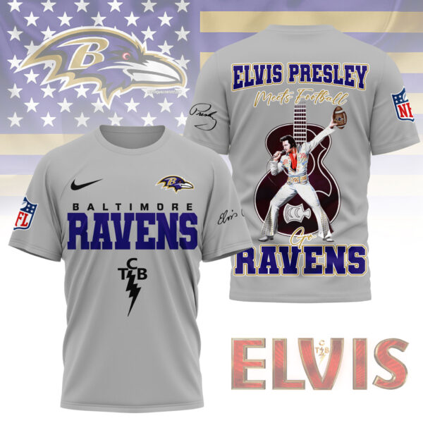 LIMITED EDITION - NEW CUSTOMIZED NFL28 BTR BALTIMORE RAVENS X ELVIS PRESLEY FAN 3D SHIRT