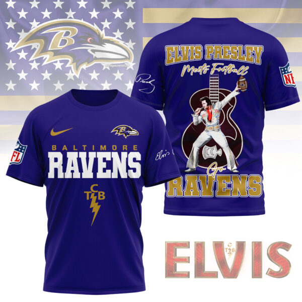 LIMITED EDITION - NEW CUSTOMIZED NFL28 BTR BALTIMORE RAVENS X ELVIS PRESLEY FAN 3D SHIRT