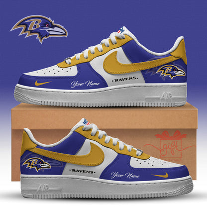 LIMITED EDITION - NEW CUSTOMIZED NFL28 BTR BALTIMORE RAVENS AF1 SNEAKERS