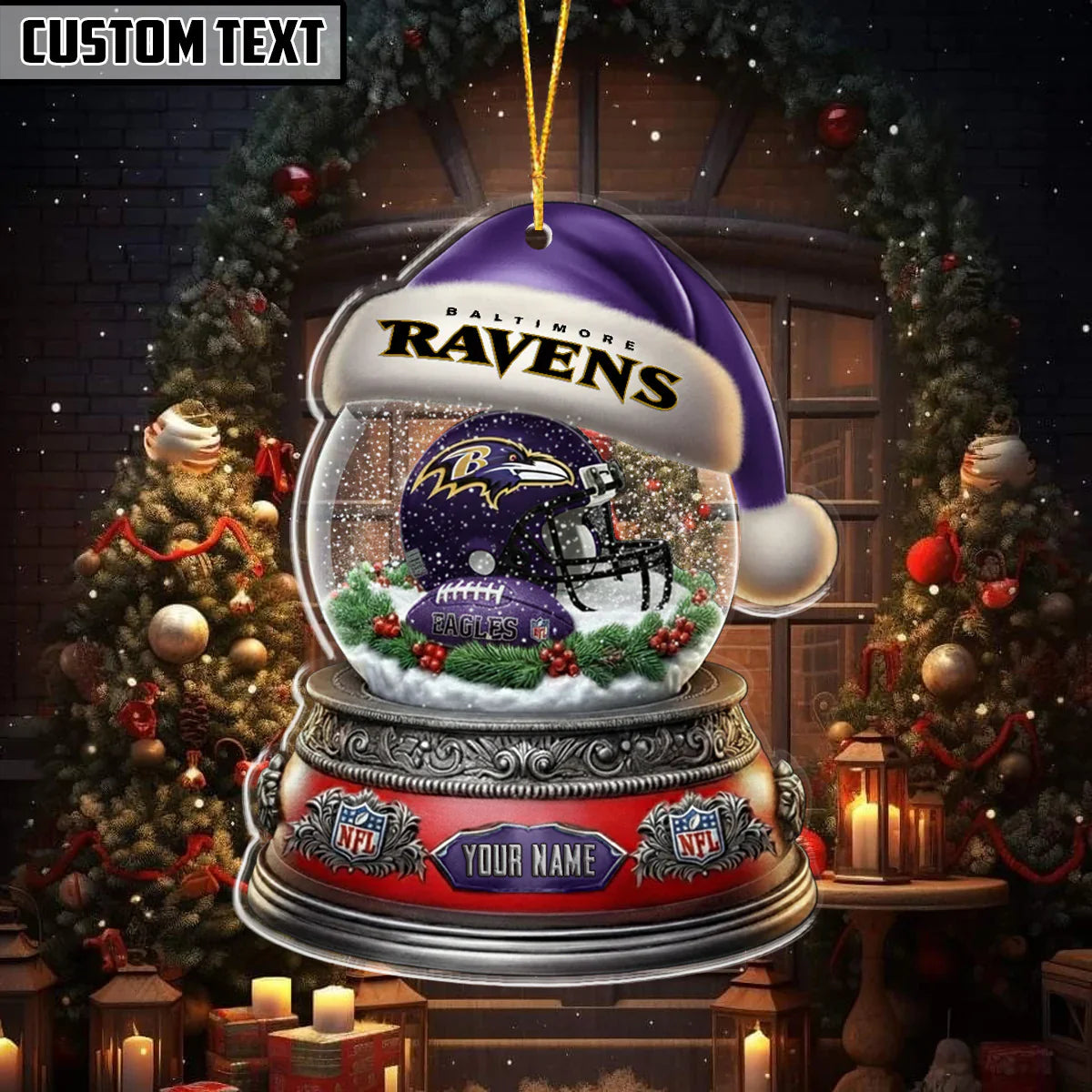 LIMITED EDITION - NEW CUSTOMIZED NFL28 BTR BALTIMORE RAVENS ORNAMENT