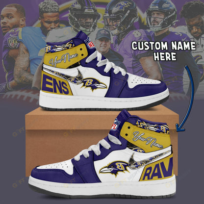 LIMITED EDITION - NEW CUSTOMIZED NFL28 BTR BALTIMORE RAVENS AIR JORDAN 1