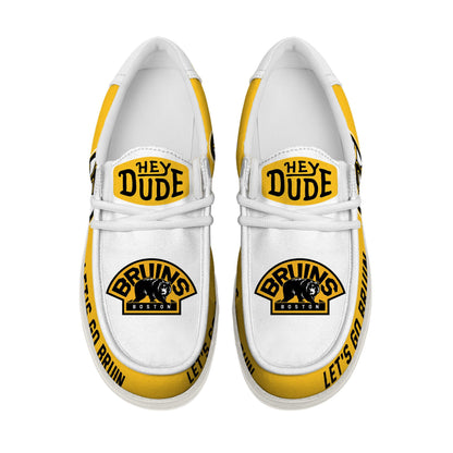 LIMITED EDITION - NEW CUSTOMIZED NHL02 BTB BOSTON BRUINS LOAFER SHOES