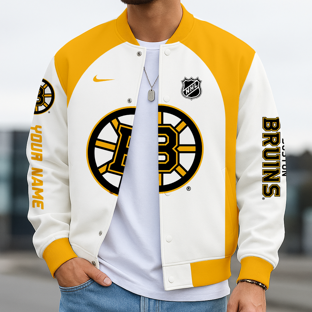 LIMITED EDITION - NEW CUSTOMIZED NHL02 BTB BOSTON BRUINS BASEBALL JACKET