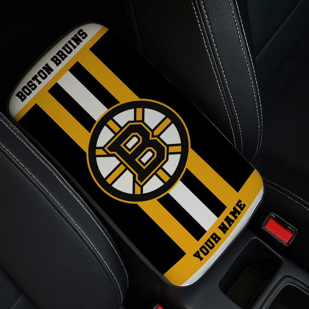 LIMITED EDITION - NEW CUSTOMIZED NHL02 BTB BOSTON BRUINS CAR ARMREST PAD COVER
