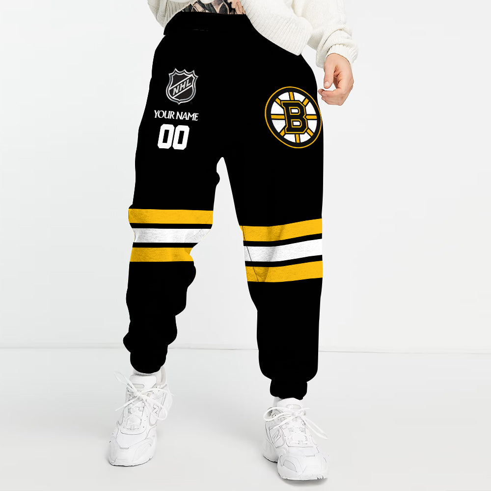 LIMITED EDITION - NEW CUSTOMIZED NHL02 BTB BOSTON BRUINS COMBO HOODIE & LONGPANTS