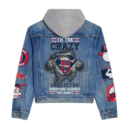 LIMITED EDITION - NEW CUSTOMIZED MLB03 BRS BOSTON RED SOX HOODED DENIM JACKET