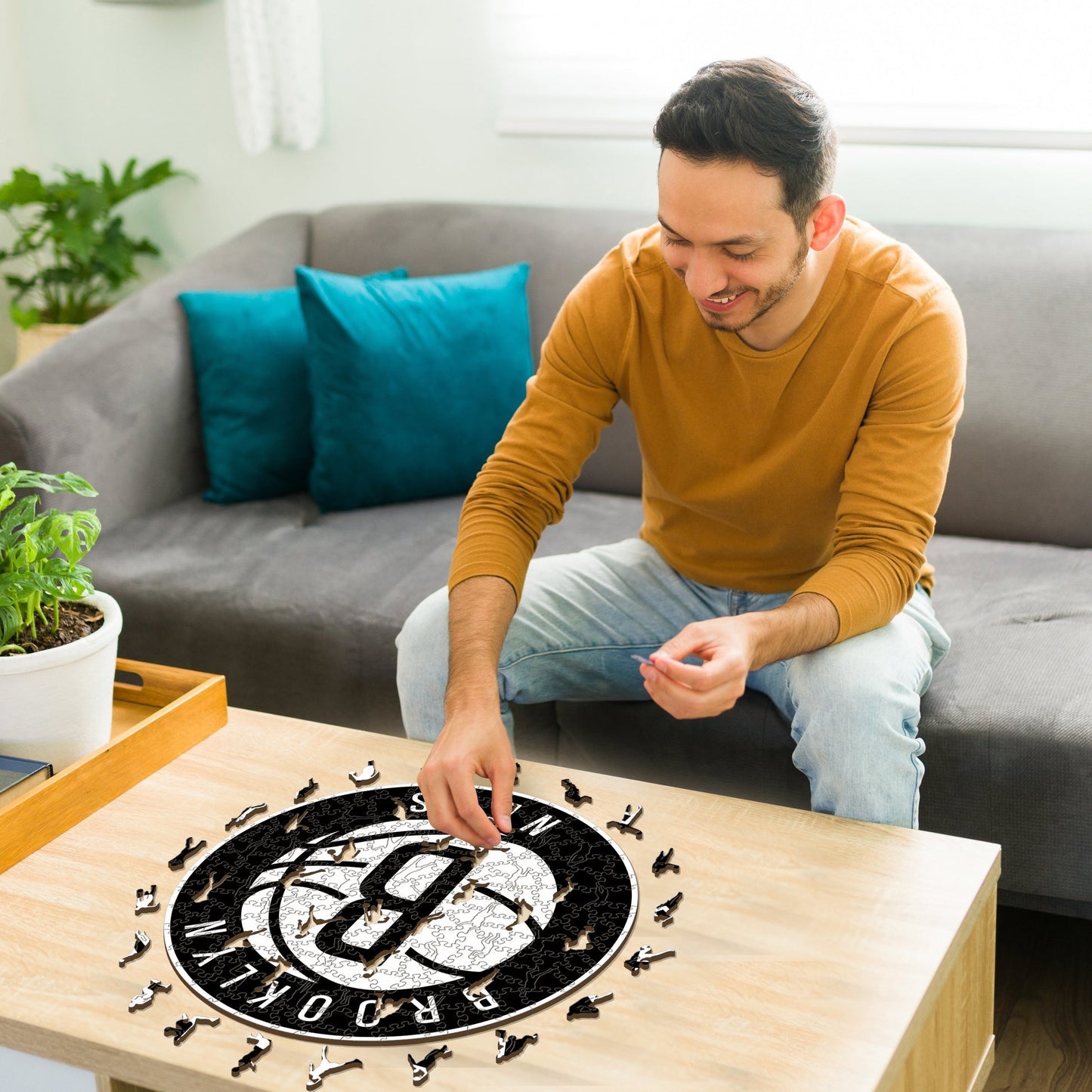 LIMITED EDITION - NEW CUSTOMIZED NBA25 BN BROOKLYN NETS WOODEN PUZZLE