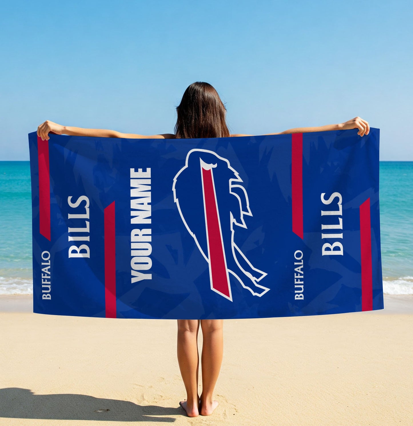 LIMITED EDITION - NEW CUSTOMIZED NFL03 BFB BUFFALO BILLS BEACH & BATH TOWEL