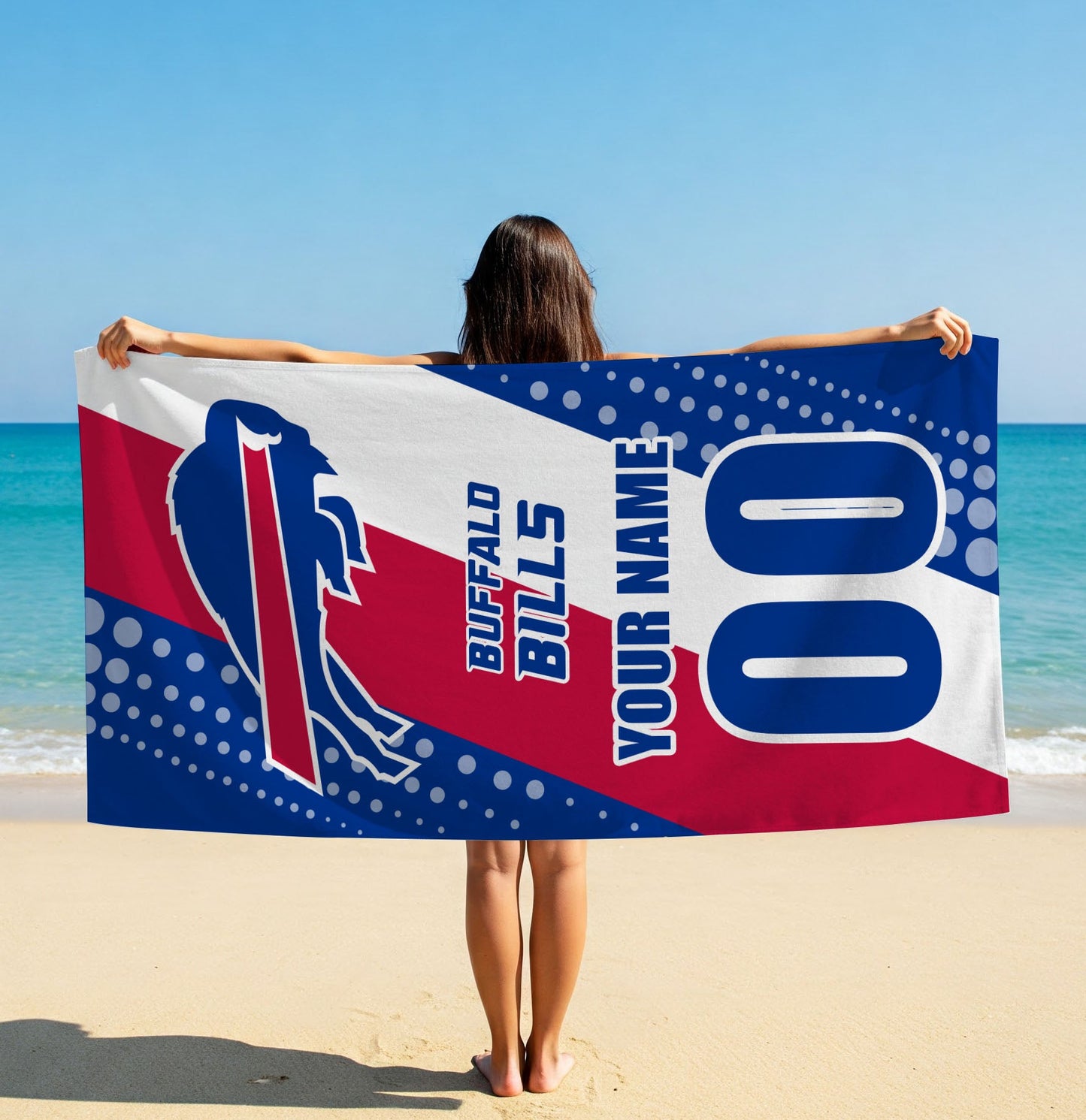 LIMITED EDITION - NEW CUSTOMIZED NFL03 BFB BUFFALO BILLS BEACH & BATH TOWEL
