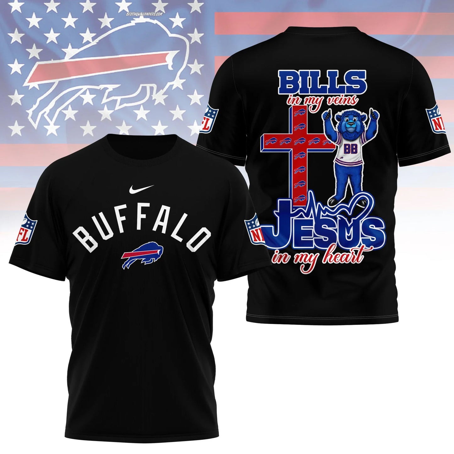 LIMITED EDITION - NEW CUSTOMIZED NFL03 BFB BUFFALO BILLS T-SHIRT | MULTIPLE COLORS AVAILABLE