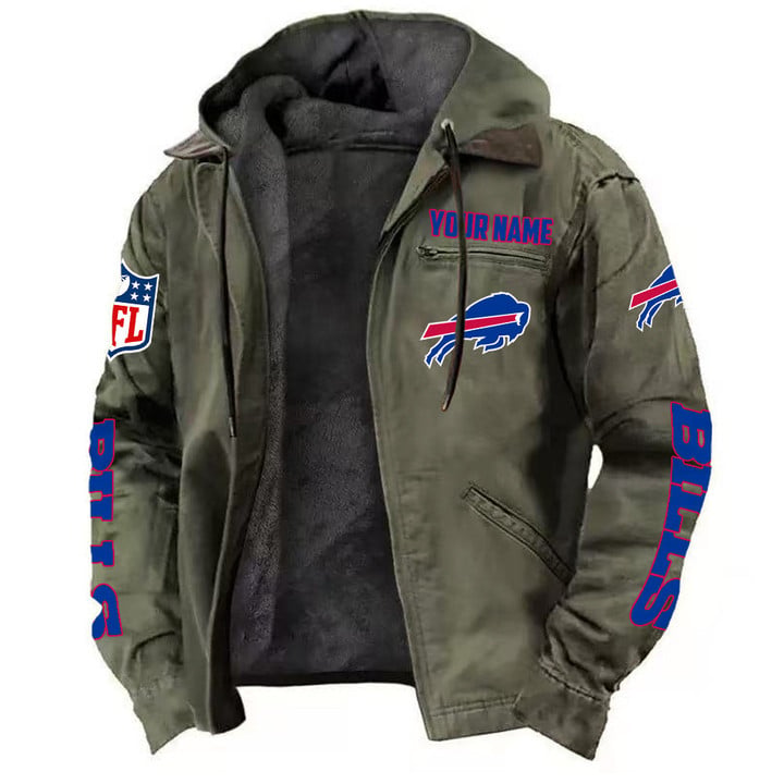 LIMITED EDITION - NEW CUSTOMIZED NFL03 BFB BUFFALO BILLS HOODED CARDIGAN JACKET