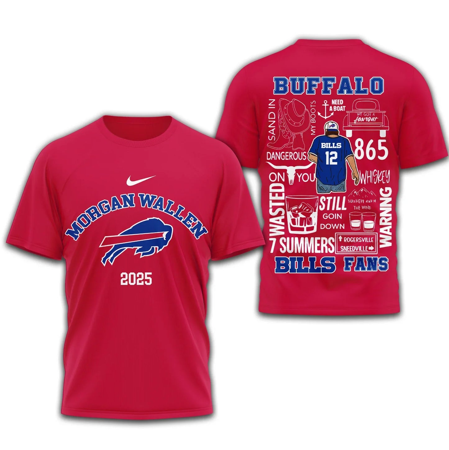 LIMITED EDITION - NEW CUSTOMIZED NFL03 BFB BUFFALO BILLS T-SHIRT | MULTIPLE COLORS AVAILABLE
