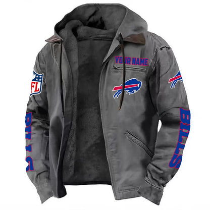 LIMITED EDITION - NEW CUSTOMIZED NFL03 BFB BUFFALO BILLS HOODED CARDIGAN JACKET