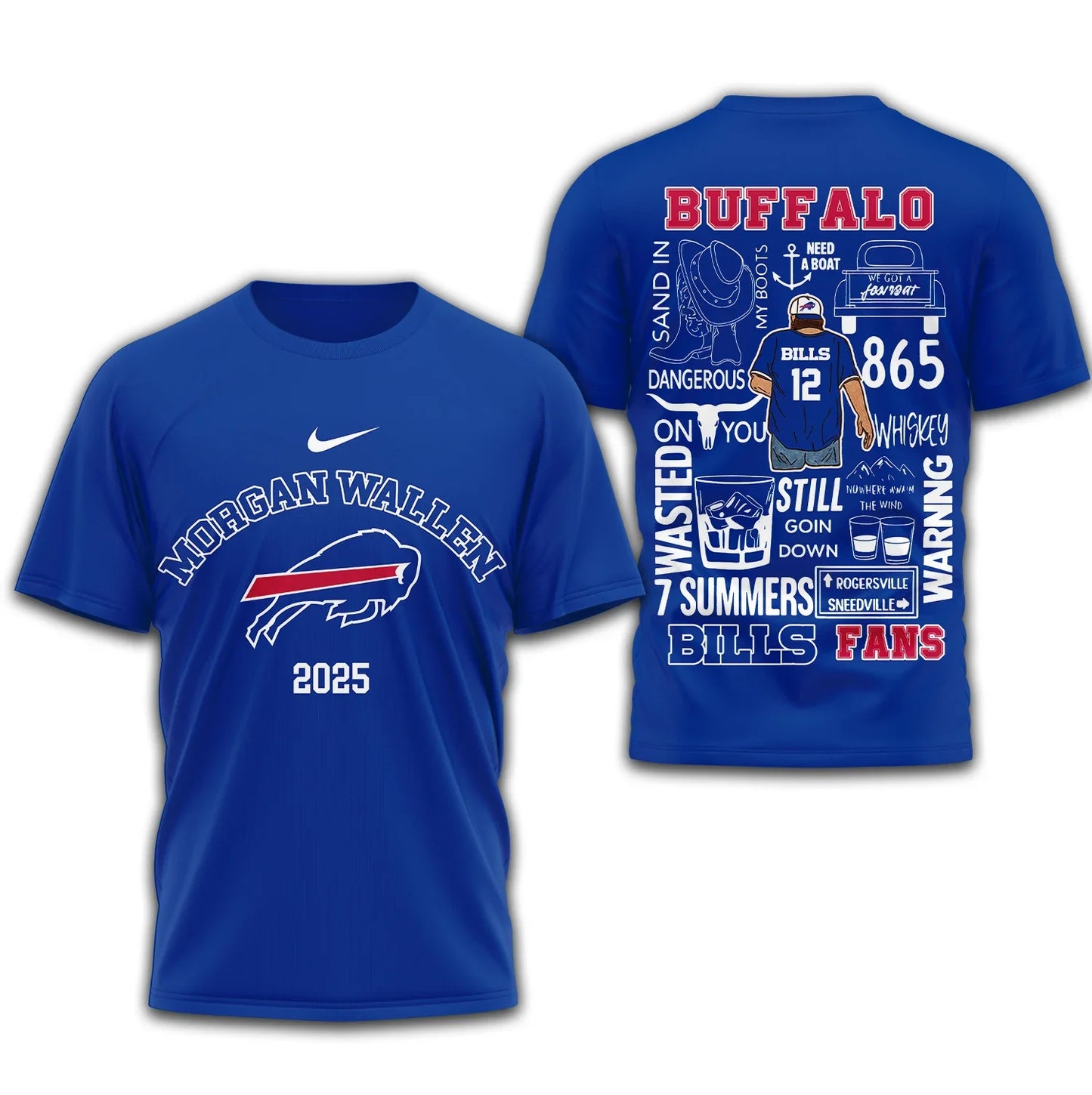 LIMITED EDITION - NEW CUSTOMIZED NFL03 BFB BUFFALO BILLS T-SHIRT | MULTIPLE COLORS AVAILABLE