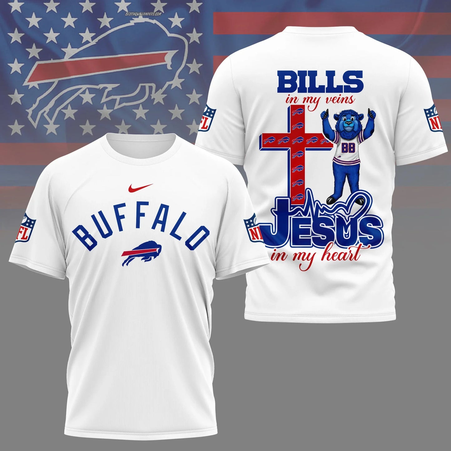 LIMITED EDITION - NEW CUSTOMIZED NFL03 BFB BUFFALO BILLS T-SHIRT | MULTIPLE COLORS AVAILABLE