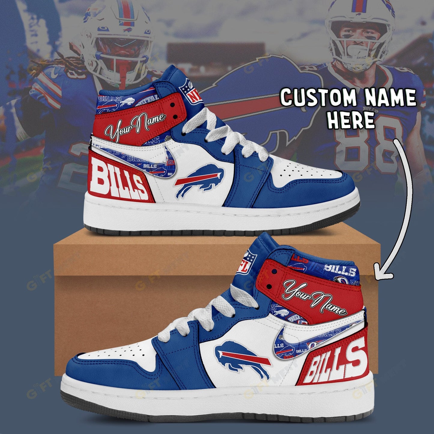 LIMITED EDITION - NEW CUSTOMIZED NFL03 BFB BUFFALO BILLS AIR JORDAN 1