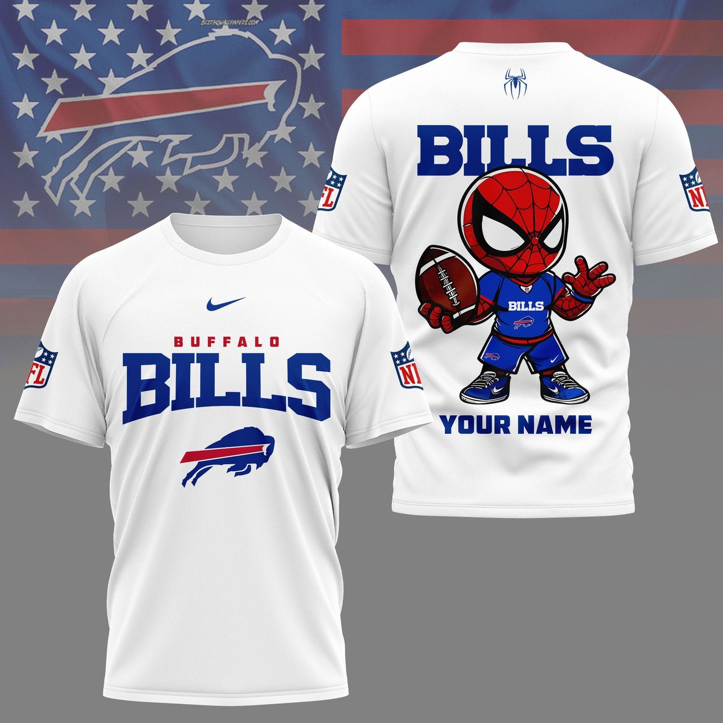 LIMITED EDITION - NEW CUSTOMIZED NFL03 BFB BUFFALO BILLS SPIDER HERO 3D SHIRT