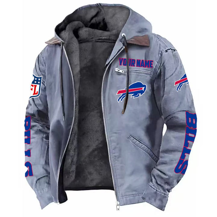 LIMITED EDITION - NEW CUSTOMIZED NFL03 BFB BUFFALO BILLS HOODED CARDIGAN JACKET
