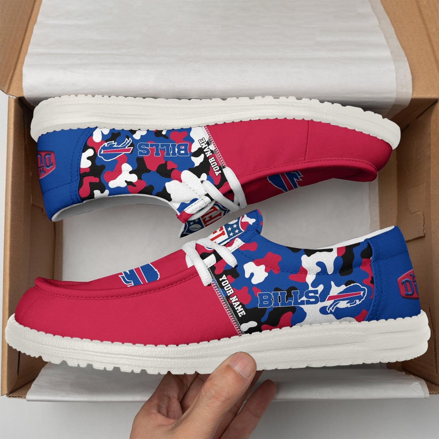 LIMITED EDITION - NEW CUSTOMIZED NFL03 BFB BUFFALO BILLS LOAFER SHOES