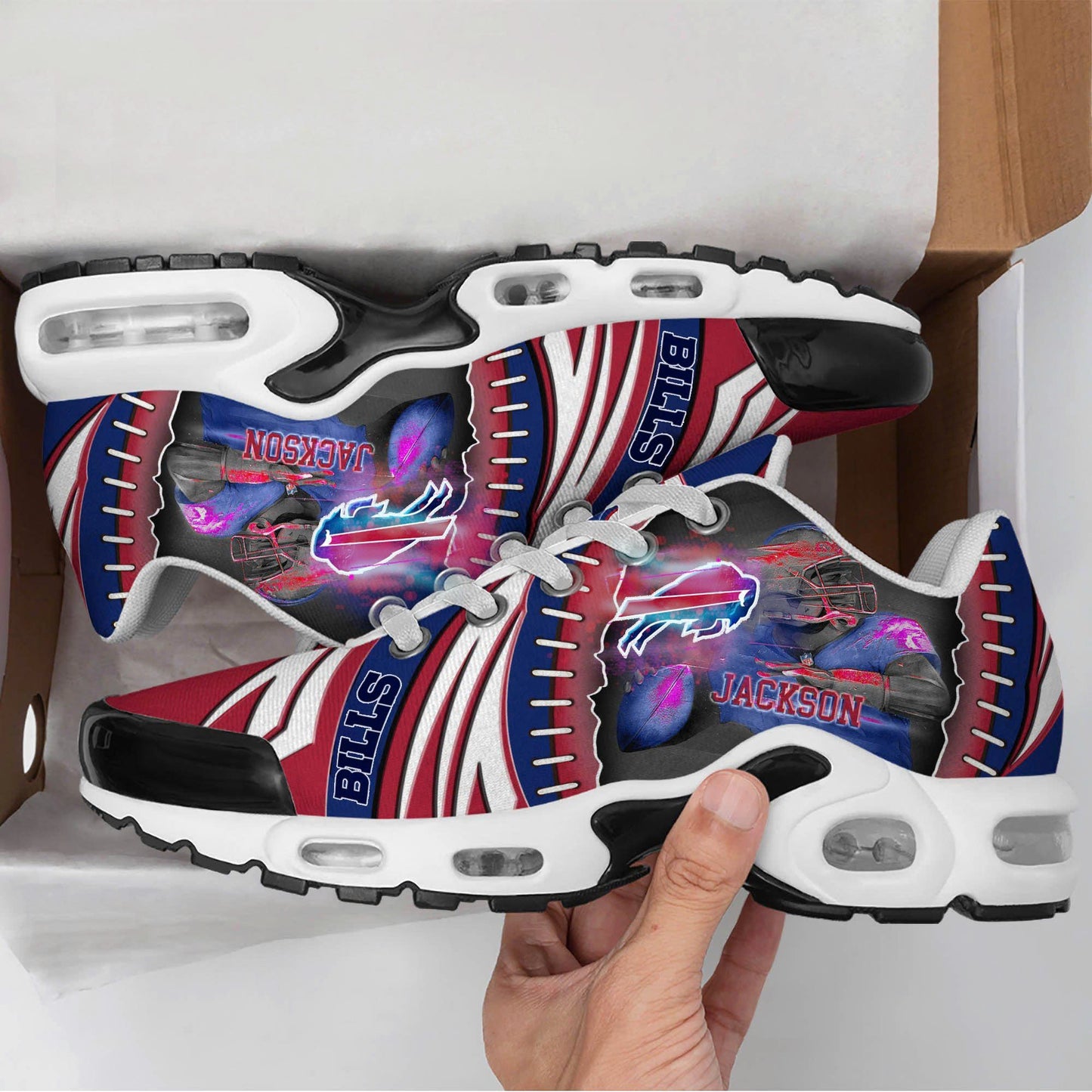 LIMITED EDITION - NEW CUSTOMIZED NFL03 BFB BUFFALO BILLS UNISEX AIR MAX PLUS SNEAKERS