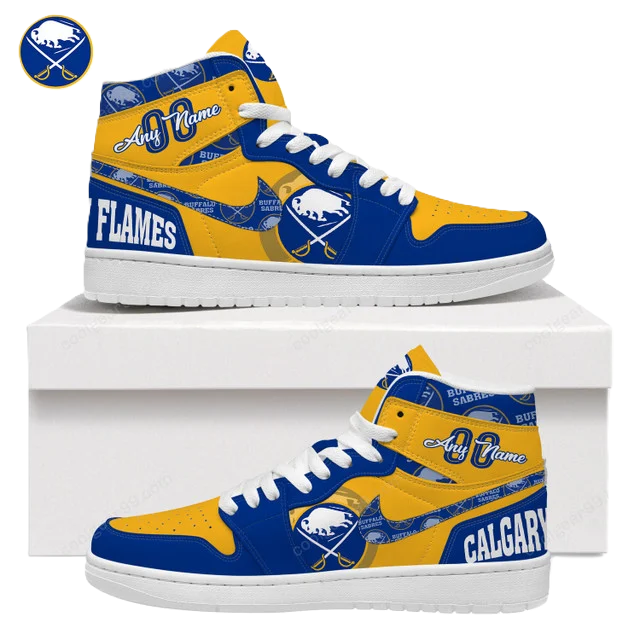 LIMITED EDITION - NEW CUSTOMIZED NHL28 BF SABRES AIR JORDAN SNEAKERS