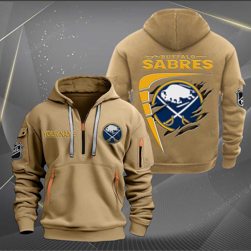 LIMITED EDITION - NEW CUSTOMIZED NHL28 BFS BUFFALO SABRES QUARTER ZIP HOODIE