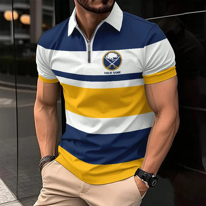 LIMITED EDITION - NEW CUSTOMIZED NHL28 BF SABRES ZIP POLO SHIRT