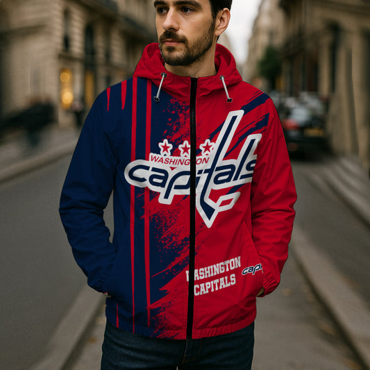 LIMITED EDITION - NEW CUSTOMIZED NHL10 WCP WASHINGTON CAPITALS WINDBREAKER JACKET