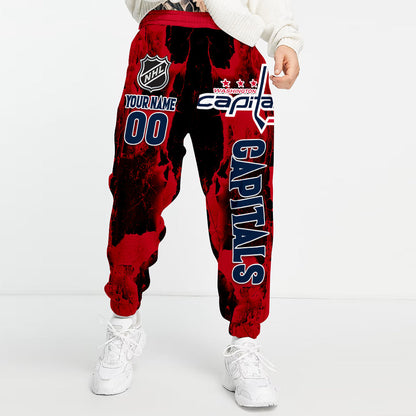 LIMITED EDITION - NEW CUSTOMIZED NHL10 WCP WASHINGTON CAPITALS LONG PANTS
