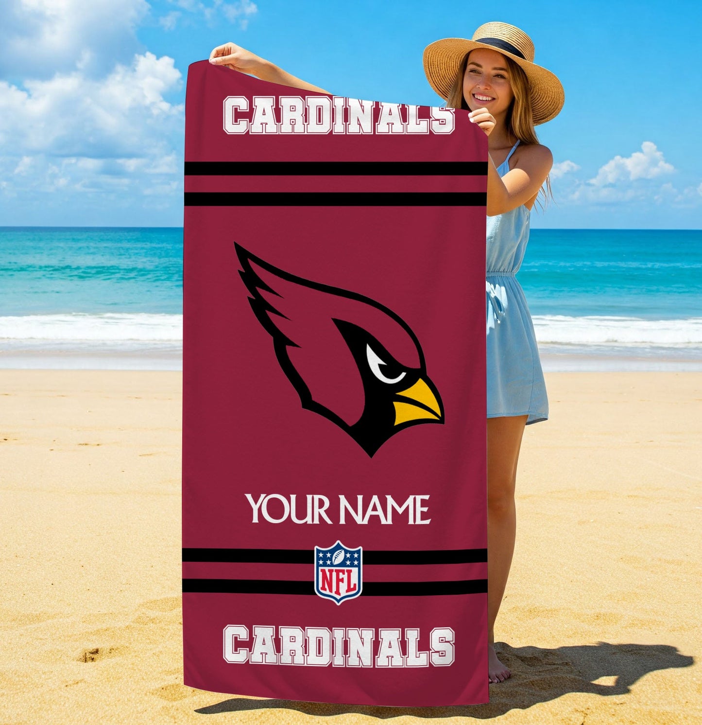 LIMITED EDITION - NEW CUSTOMIZED NFL20 ARC ARIZONA CARDINALS BEACH & BATH TOWEL (KIDS & ADULTS)