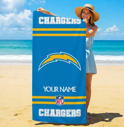 LIMITED EDITION - NEW CUSTOMIZED NFL09 LAC LOS ANGELES CHARGERS BEACH & BATH TOWEL (KIDS & ADULTS)