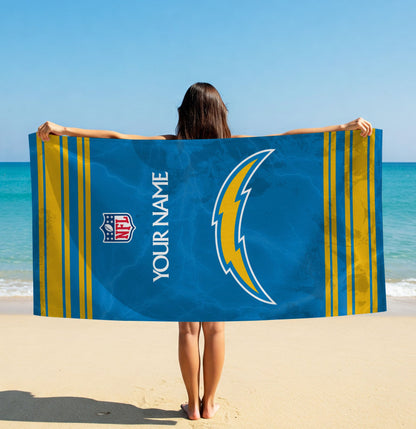 LIMITED EDITION - NEW CUSTOMIZED NFL09 LAC LOS ANGELES CHARGERS BEACH & BATH TOWEL (KIDS & ADULTS)