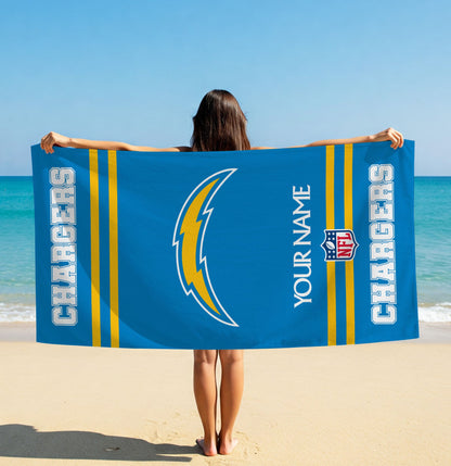 LIMITED EDITION - NEW CUSTOMIZED NFL09 LAC LOS ANGELES CHARGERS BEACH & BATH TOWEL (KIDS & ADULTS)