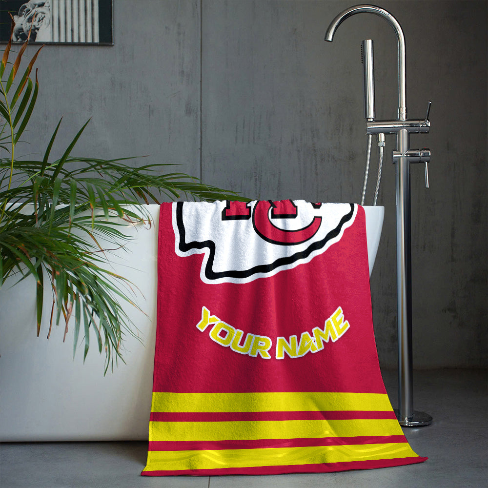 LIMITED EDITION - NEW CUSTOMIZED NFL01 KCC KANSAS CITY CHIEFS BEACH & BATH TOWEL